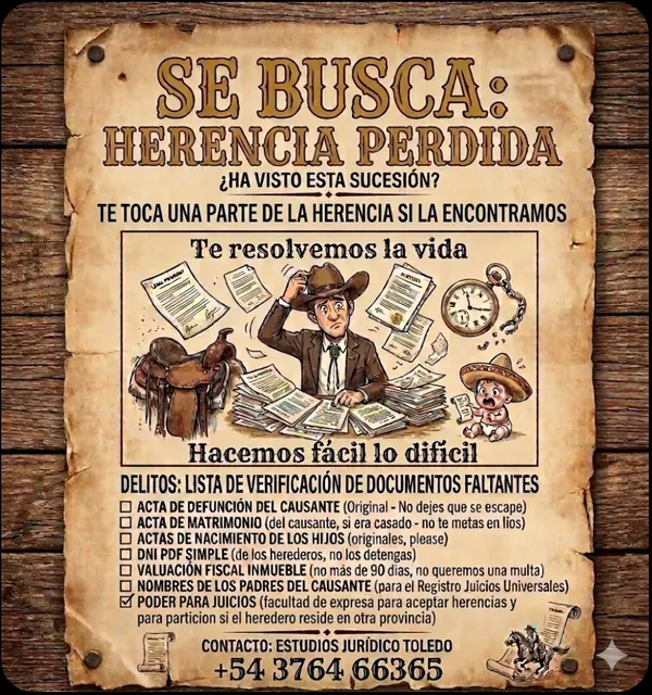 Infografía Se Busca Herencia Perdida - Sucesiones Posadas Misiones